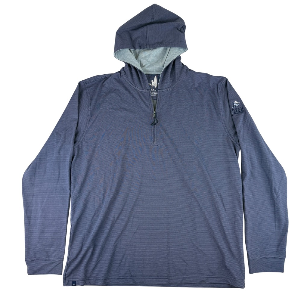 johnnie-O Finney Hoodie Mens XXL Twilight Blue Striped 1/4 Zip Pullover